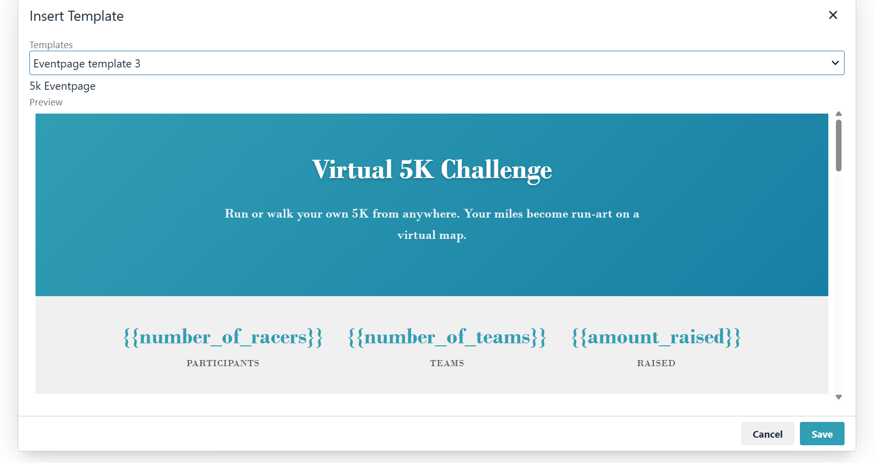 Eventpage template 3 &mdash; Virtual 5K Challenge with live stats counters